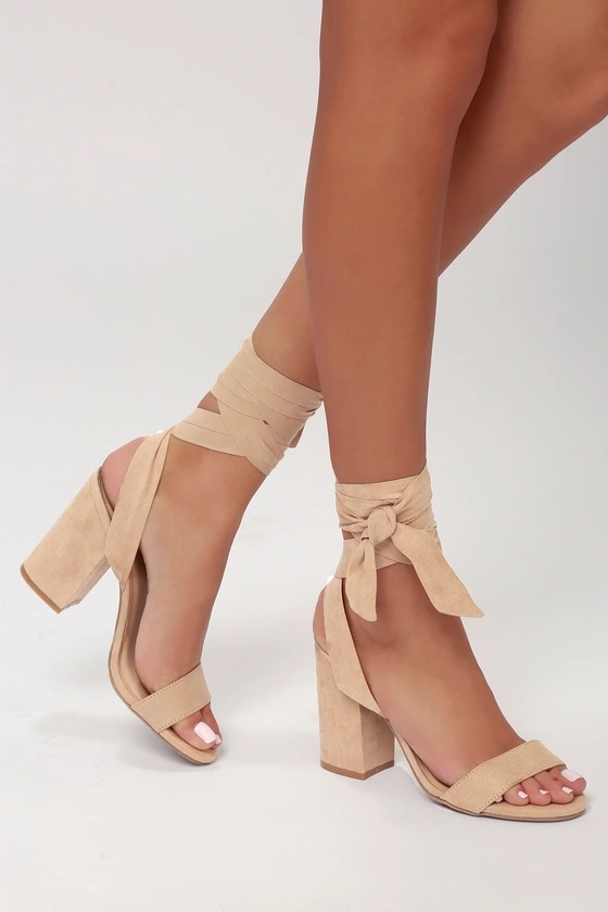 Alta Light Nude Suede Lace-Up Heels Womens Wear Daily